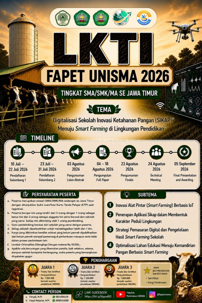 LKTI FAPET UNISMA 2026 untuk SMA/SMK/MA se-Jawa Timur Fapet